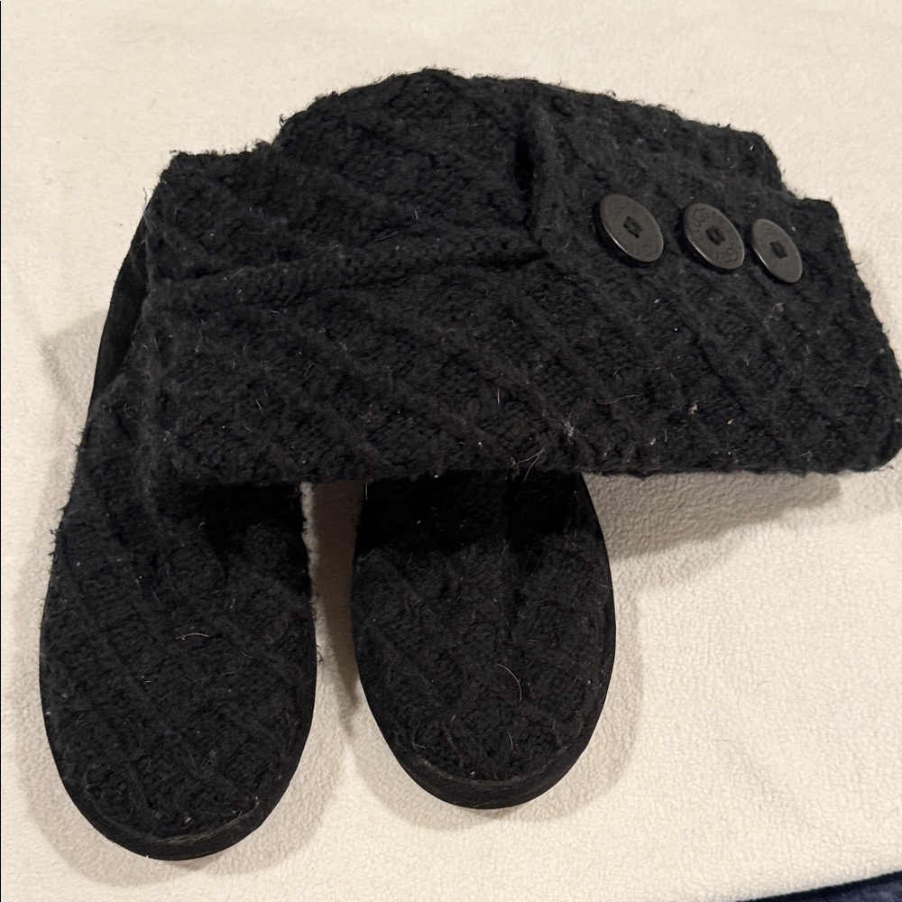 UGG Black Ankle Boots with Button Detail - Picture 2 of 9
